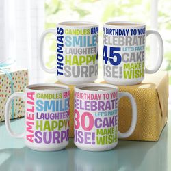 Personalized Birthday Words Coffee Mug