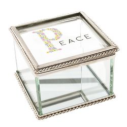 Floral Peace Glass Rosary Memory Box