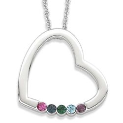 Sterling Silver Mother's Birthstone Heart Pendant