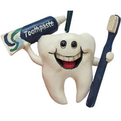 Tooth with Toothbrush Personalized Christmas Ornament
