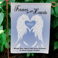 Personalized Forever In Our Hearts Angel Wings Garden Flag