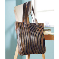 Pleated Leather Tote