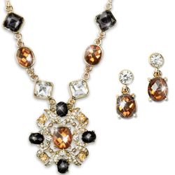 Fireside Crystal Necklace and Earrings Jewelry Set