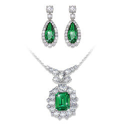 Hollywood Romance Diamonesk Emerald Necklace and Earrings
