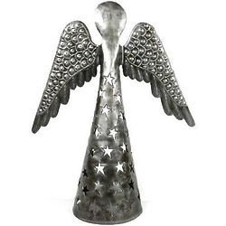 14 in Metalwork Angel with Wings Down and Stars