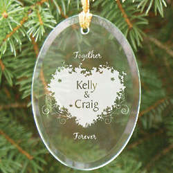 Together Forever Personalized Oval Glass Ornament