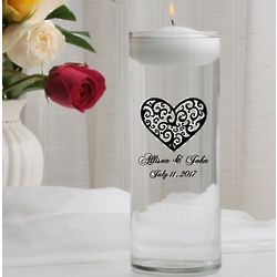 Personalized Vintage Heart Floating Unity Candle