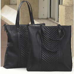 Synthetic Leather Chevron Tote