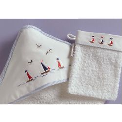 Baby's Sailing Away Hooded Towel and Mitt Set