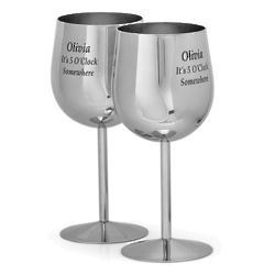 Engravable Stainless Steel Wine Glasses