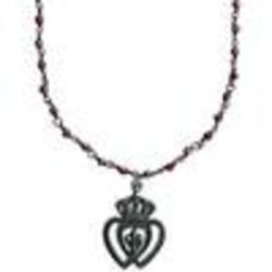 Sterling Silver Ruby Glass Bead Necklace with French Heart