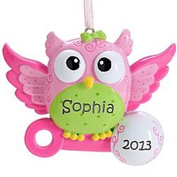 Personalized Pink Baby Owl Ornament