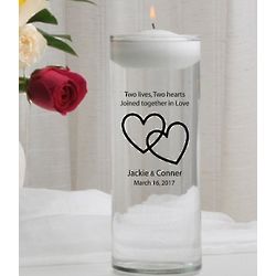 Personalized Two Hearts Floating Unity Candle