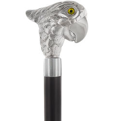 Lively and Exotic Parrot Nickel-Plated Cane with Custom Shaft