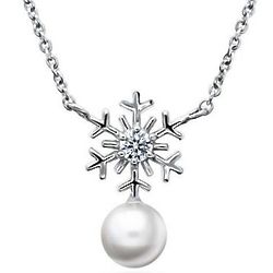 Simulated Pearl & Sterling Silver Snowflake Pendant