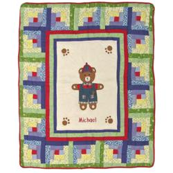 Personalized Boy Bear Baby Quilt