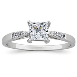 Sterling Silver Square Cubic Zirconia Solitaire Engagement Ring