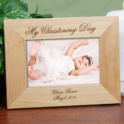 Personalized My Christening Day Wood Picture Frame