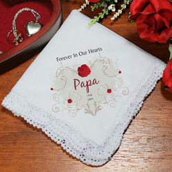 Forever In Our Hearts Personalized Memorial Handkerchief