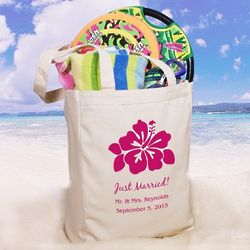 Personalized Just Married Honeymoon Tote Bag