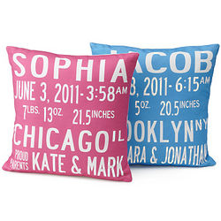 Personalized Birth Announcement Pillow