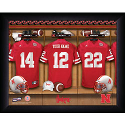 Personalized Nebraska Huskers Football Locker Room Print
