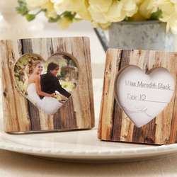 Rustic Romance Faux-Wood Heart Place Card Holder and Photo Frame