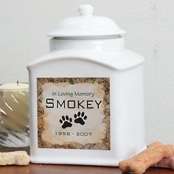 Personalized Ceramic Pet Urn with Cross-Hatch Pattern