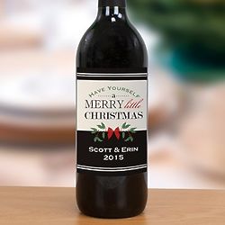 Personalized Merry Christmas Wine Bottle Label