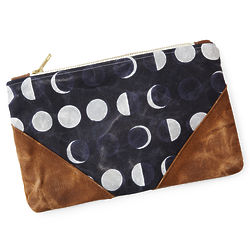 Moon Phase Waxed Canvas Pouch
