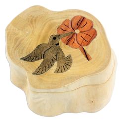 Hummingbird Haven Wood Trinket Box