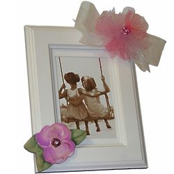 Pink Tulle and Rose Picture Frame