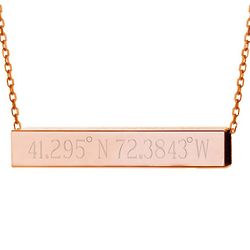 Personalized Coordinate Square Rose Gold Name Bar Necklace