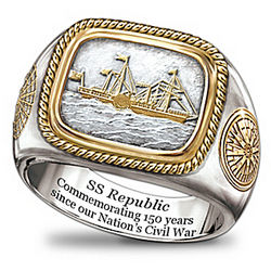 SS Republic Shipwreck Silver Civil War Commemorative Ring