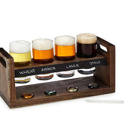 Craft Beer Flight Holder with Chalkboard and Cap Display
