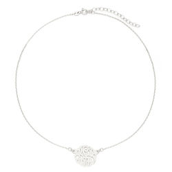 Personalized Mini Monogram Silver Choker Necklace