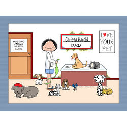 Personalized Veterinarian Cartoon Print