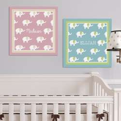Baby Elephants Personalized Wall Canvas