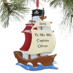 Pirate Ship Personalized Christmas Ornaments