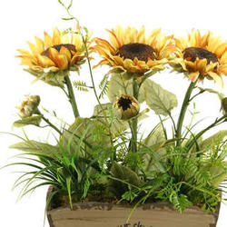 Artificial Sunflowers in Fleur De Lis Planter