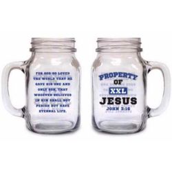 Property of Jesus Bible Verse Drinking Jar