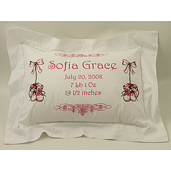Personalized Baby Announcement Pillow Sham in Pink