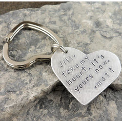Personalized Hand Stamped Take My Heart Keychain