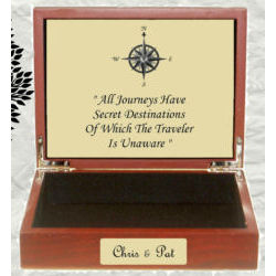 Sentimental Journey Wood Keepsake Box with Engraved Brass Plate