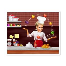Personalized Master Chef Juggling Caricature Print