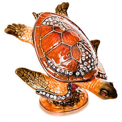 Vanity Sea Turtle Figurine with Swarovski Crystals