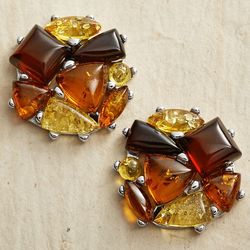 Modernist Multicolor Amber Earrings