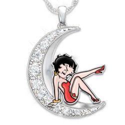 Over the Moon with Betty Boop Crescent Moon Crystal Necklace