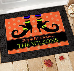 Scary Witch Personalized Doormat