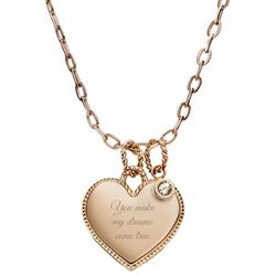 Filigree Rose Gold Engraved Necklace with Cubic Zirconia Accent